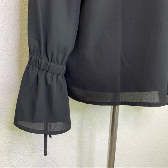 J Crew Mercantile black long bell sleeve v neck top NWT size 12 - Picture 7 of 11